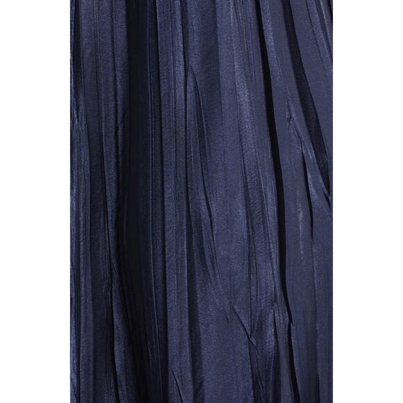 KOMAROV Women's Navy Beaded Charmeuse & Chiffon Tiered Midi Dress Size L NWT - Picture 3 of 13